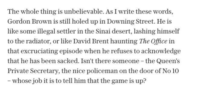 Here's what Boris Johnson wrote about Gordon Brown when the former PM stayed in office for four days after losing his majority. 

We're now told Johnson plans to remain in Downing Street until October.