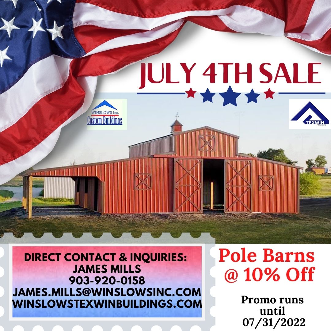 Looking for Quality yet Affordable Pole Barns? Here are the best deals for you! We are currently having 10% Discounts for our Pole Barns.

#metalgarage #metalbuildings #competitor #metalbuildinghomes #portablebuilding #sale #July4thsale #roofing #metalbuildinghomes
