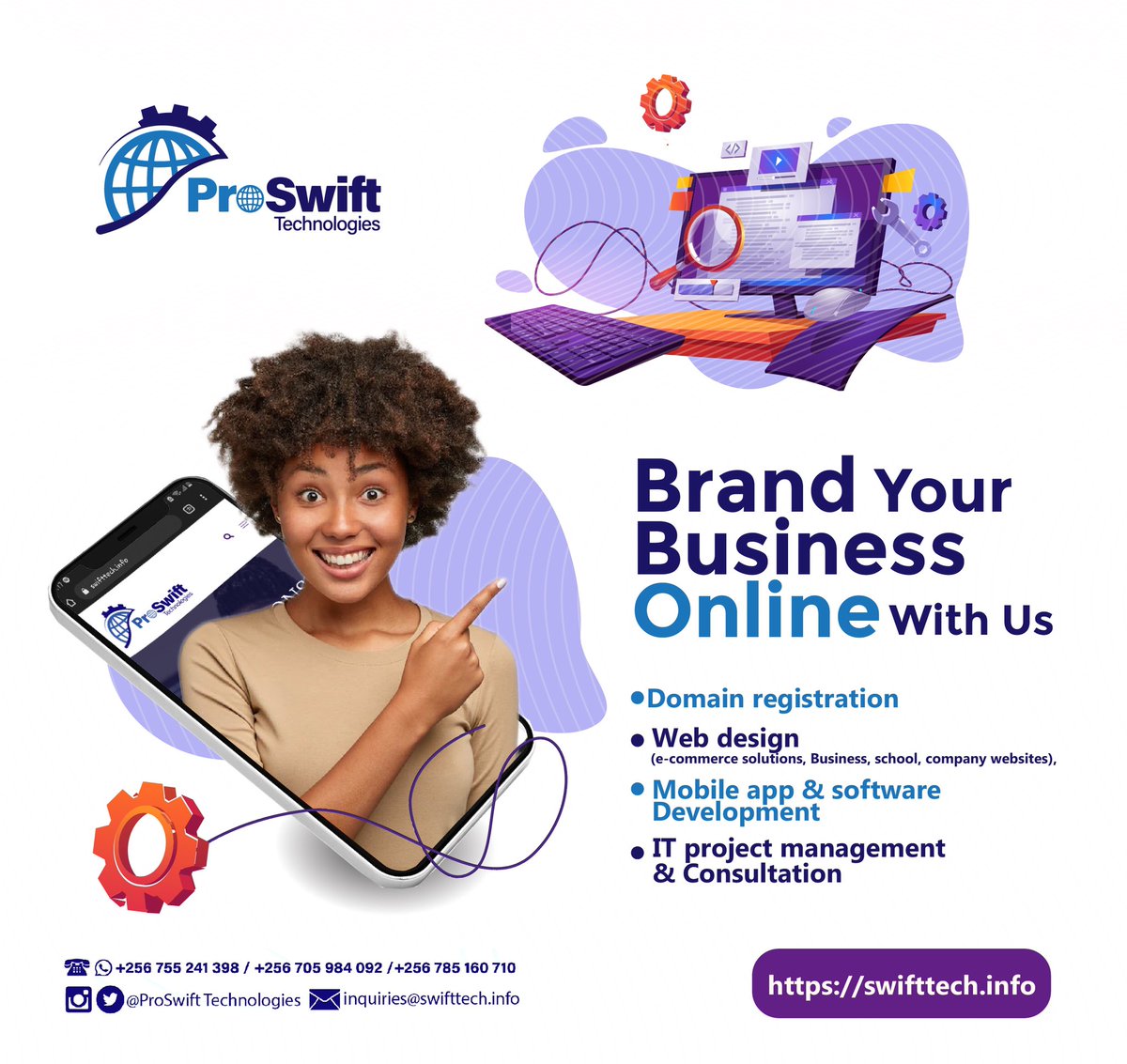ProSwift_tech's tweet image. Always here for your Online/ Digital necessities for your Business…
Visit swifttech.info 
#proswifttechnologies