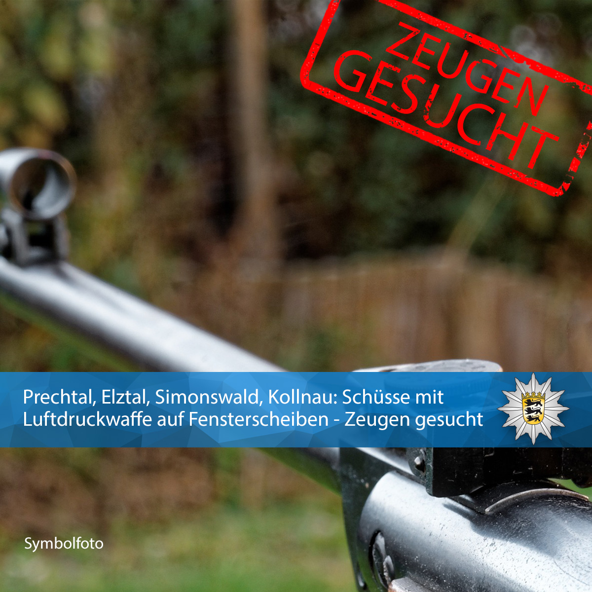 PolizeiFR's tweet photo. #Prechtal, #Elztal, #Simonswald, #Kollnau: Seit Mitte Mai #Schüsse mit Luftdruckwaffe auf #Fensterscheiben. Am 4. Juli verfehlte ein Geschoss den Kopf einer jungen Frau nur um wenige Zentimeter. Die #Polizei sucht #Zeugen: https://t.co/ECff5HCpr4 https://t.co/bZgrg8NMXG