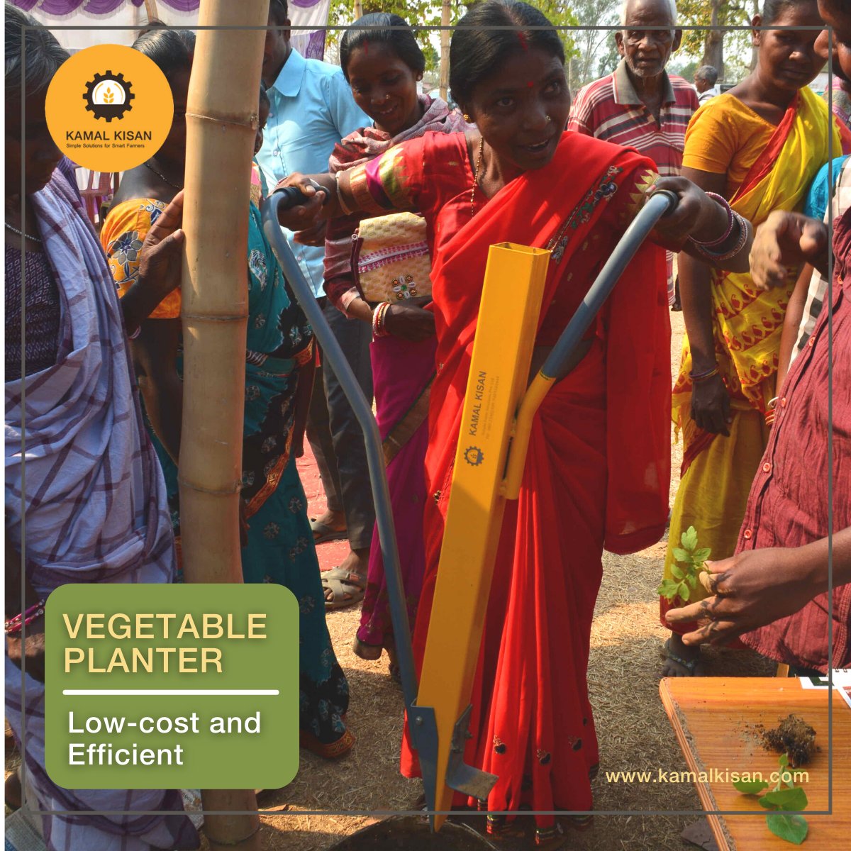 Say hi to our low-cost Vegetable Planter which can plant most vegetable and fruit saplings with significant efficiency. It allows a single labourer to plant 1 acre of vegetables within 4 hours. Other planters would require 4 labourers to do the same work! 
kamalkisan.com