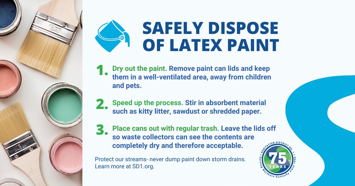 Summer is full of fun activities, including paint projects 🖌️. If you have leftover latex or water-based paint, safely dispose of it by following these tips.