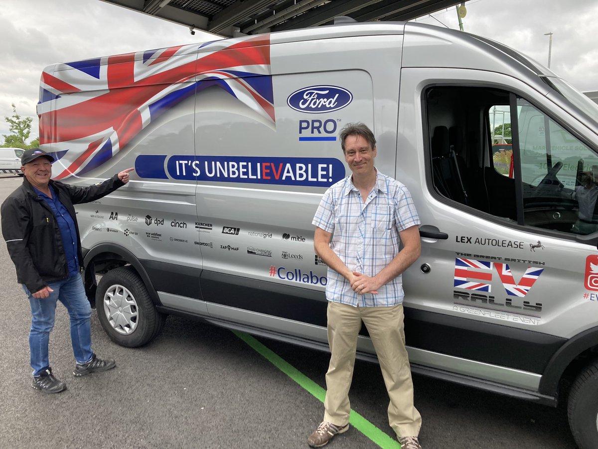 Home checkpoint @ElecHighway Braintree for <a href="/forduk/">Ford UK</a> team Iain (right) &amp; Bob (Wright) on @GBEVRally.  Go eco boys !