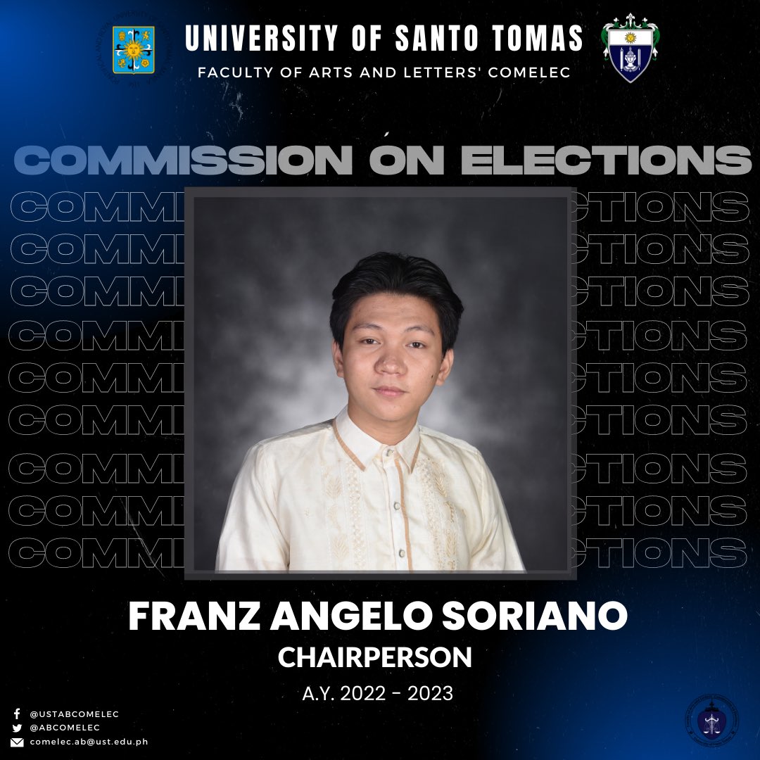 ABCOMELEC's tweet photo. In behalf of the Faculty of Arts and Letters' Commission on Election (AB COMELEC), this is to formally acknowledge the year's Executive Board Commissioners.

May we uphold the core values of our university.

(1) https://t.co/UE89kPGSQv