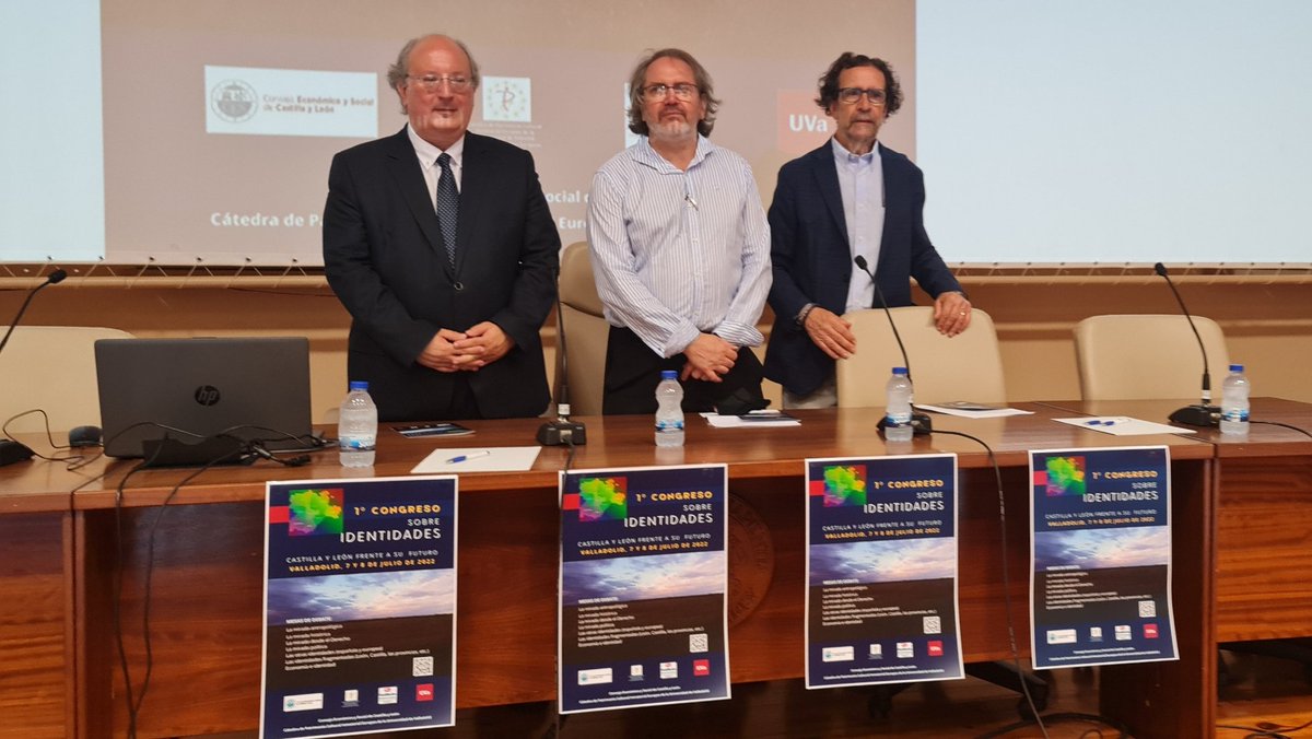 El presidente del <a href="/cescyl/">CES Castilla y León</a>, Enrique Cabero, Dámaso Javier Vicente Blanco (UVa) y Luis Díaz Viana (CSIC), inauguran el Primer Congreso sobre IDENTIDADES “Castilla y León frente a su futuro”, organizado por el <a href="/cescyl/">CES Castilla y León</a> y <a href="/catedrapci/">Catedrapci_uva</a>