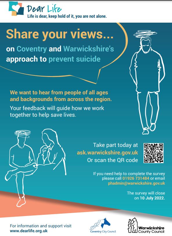 Warwickshire young people are invited to to share there views on the county's approach to suicide prevention. 

Your feedback will guide how we work together to help save lives - ask.warwickshire.gov.uk/insights-servi… 

#ChildFriendlyWarwickshire