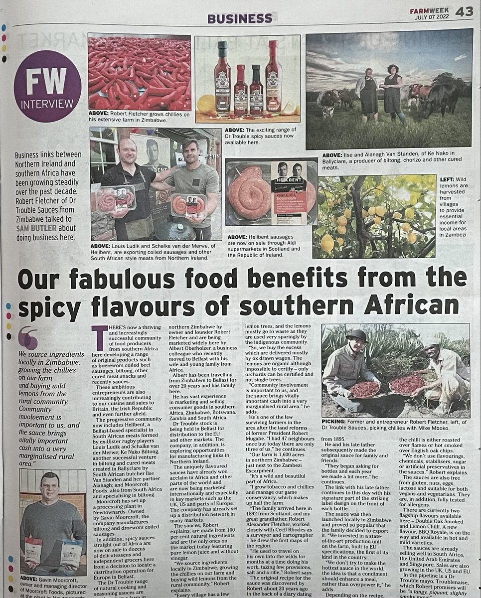 DukeSchomberg's tweet photo. ⁦@Farm_Week⁩  how Southern Africa flavours benefiting our food including Dr Trouble Sauces ⁦@WeareHellbenton⁩ ⁦@KeNakoBiltong⁩ #lovespicyfood https://t.co/ZZe0g0crHr