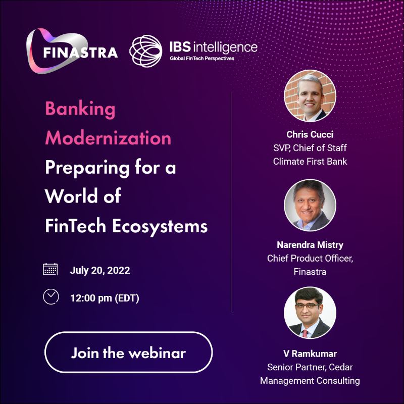 FinastraFS's tweet photo. Is your institution still relying on outdated infrastructures to address the challenges of a competitive market?

Discover how you can benefit from adopting new technologies, in this discussion with Finastra and @climate1stbank on 20 July. 

🏷️ @IBSIntelligence @cedarmgtcons