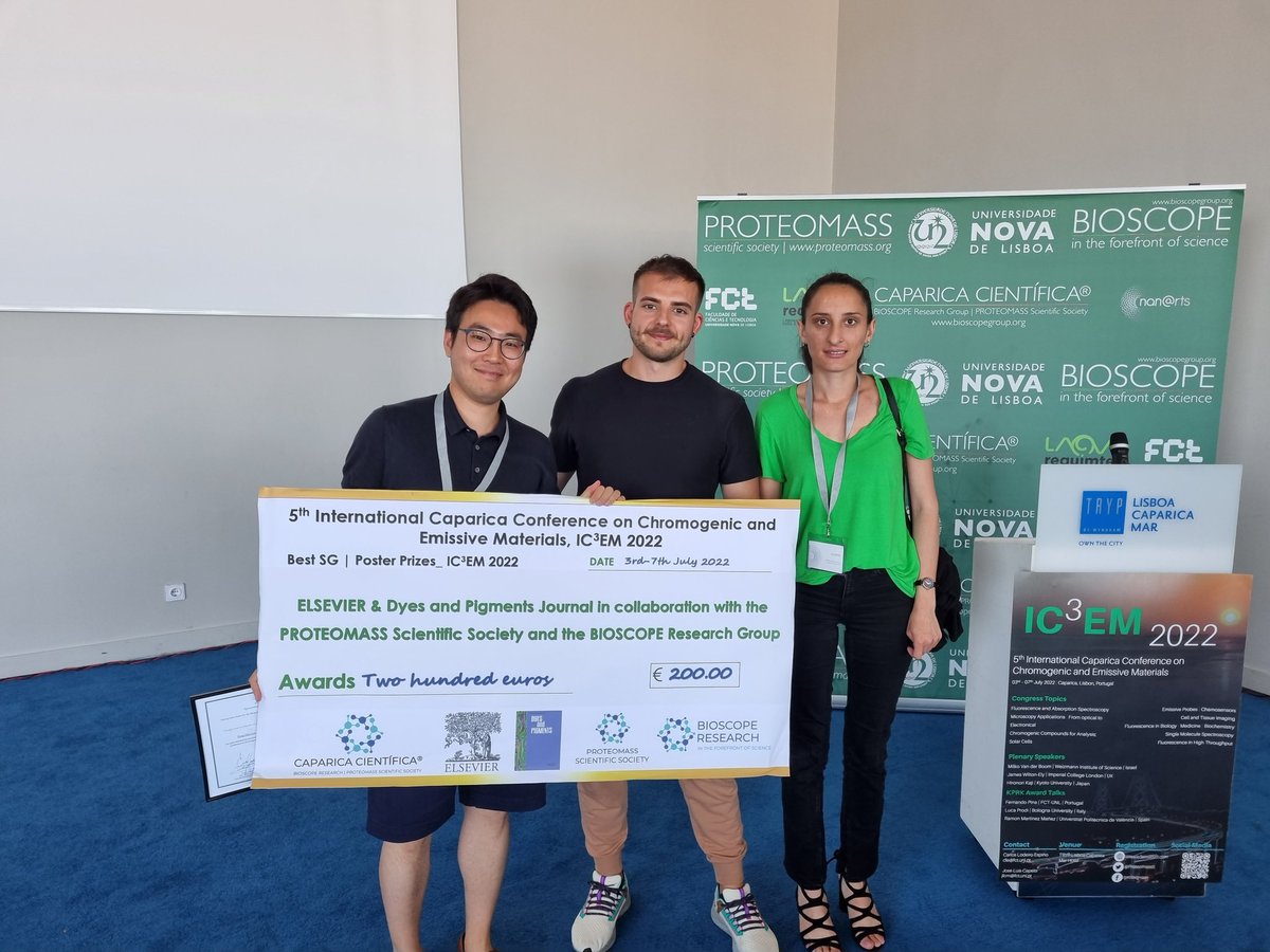 Congratulations to Dong Min Lee ESR6, Gianvito Romano ESR1 and Maria Angela Spirache ESR2 for presenting their PhD work at the 5th International Caparica Conference on Chromogenic and Emissive Materials 2022.