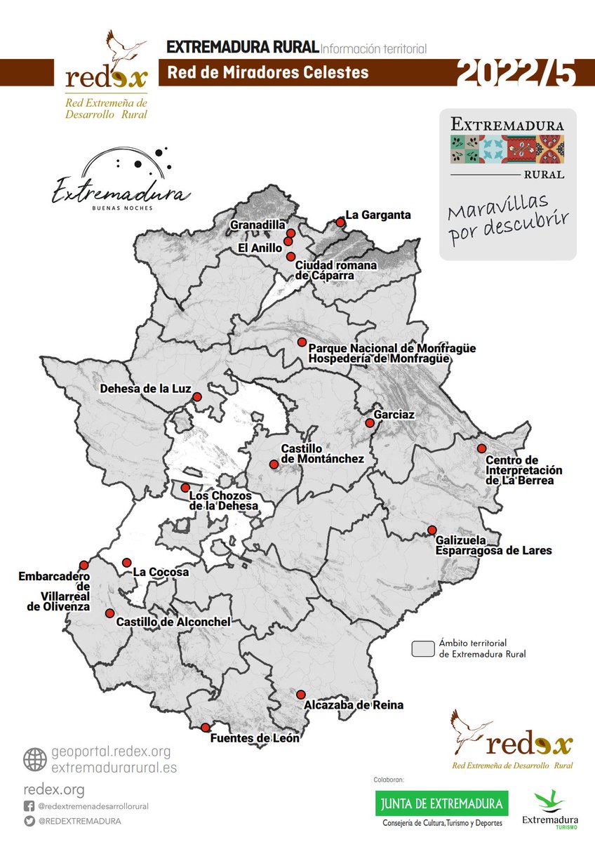 ¿Sabías que, cuando la noche aparece, tienes una de las maravillas de #ExtremaduraRural? 

Ponemos a tu disposición los Miradores Celestes de #Extremadura para que conozcas nuestra maravilla de cielo estrellado. 
bit.ly/3ylIOew 

Y más en 👇👇
✨bit.ly/3ABxei6