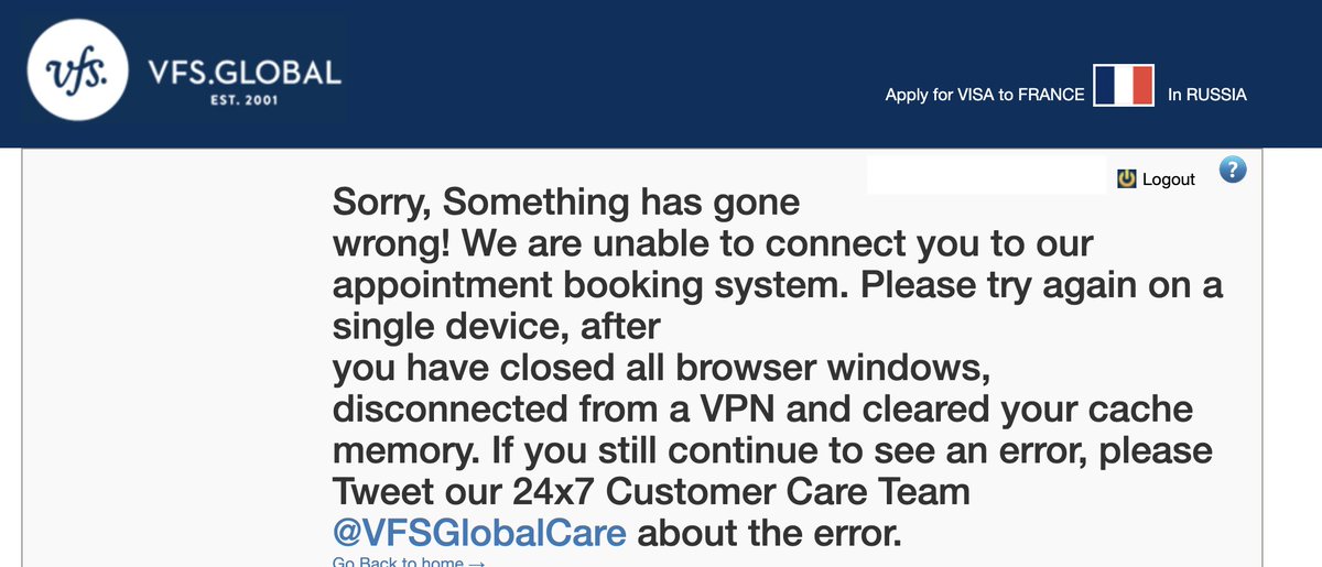 Hey <a href="/vfsglobalcare/">@vfsglobalcare</a> could you please be so kind as to help get an appointment for the meeting in Moscow, Russia on a French visa? Can't finish my application for the whole week.