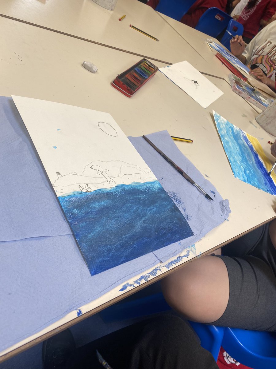 MrsMaloneCTS's tweet photo. We have been learning about the power of the sea and today we focused on the power it can have on our mental health. We have depicted how the sea makes us feel through art @MissPhillipsCTS @MrsMalhotraCTS @headcherrytree #CTArt #CTTheme https://t.co/vIvNg6uK3A