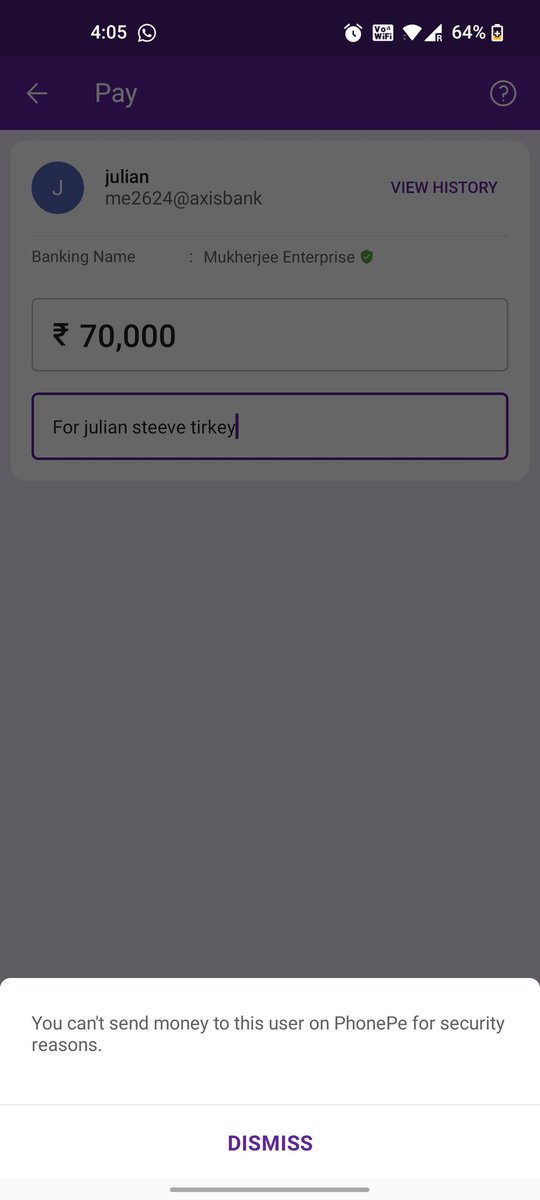 atul19garg's tweet photo. Dear @PhonePe , today you saved me from loosing my hard earned money with your security feature. 
Someone tried to fraud me online using my friends name.
Thanks. https://t.co/ot1kHopFuz