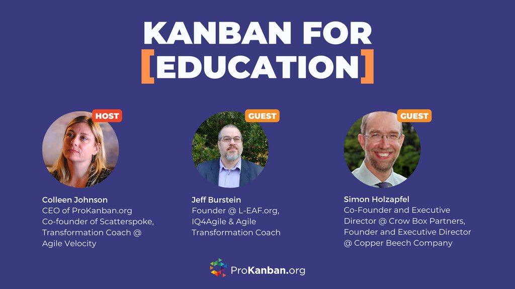 Nex Tuesday, our guests Jeff Burstein and Simon Holzapfel are going to talk to @scrumhive about ways in which they are changing education using agile and Kanban principles.

Tuesday 12th👉 linkedin.com/video/event/ur…

#kanban #education #kanbanforeveryone #educationalleadership