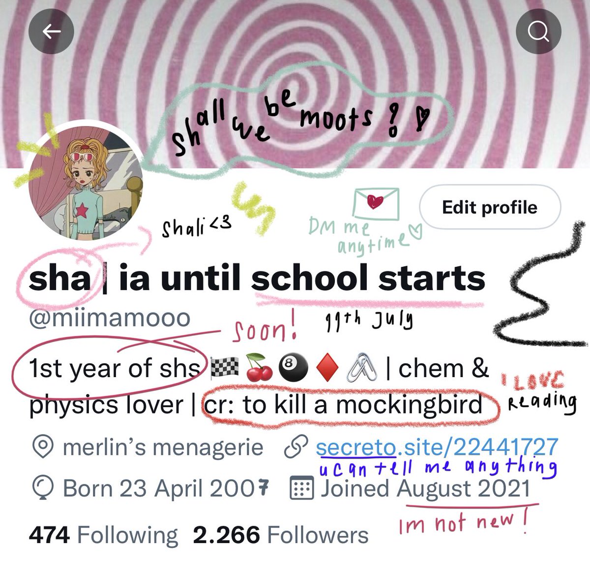 shaloliluo's tweet image. hi! im not new to studtwt, just searching for new moots karena aku baru balik aktif lagiii. im currently in 9th grade but soon will be a 1st grader in shs. 

please kindly help me rt/like this tweet, thank you&amp;lt;33