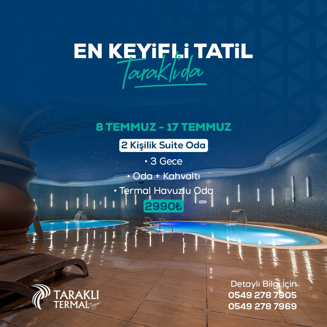 tarakli_termal's tweet photo. 8 Temmuz - 17 Temmuz tarihleri arası 2 kişilik suite oda: 2990 TL

3 Gece

Kahvaltı

Termal Havuzlu Oda https://t.co/OQjDQtqVDz