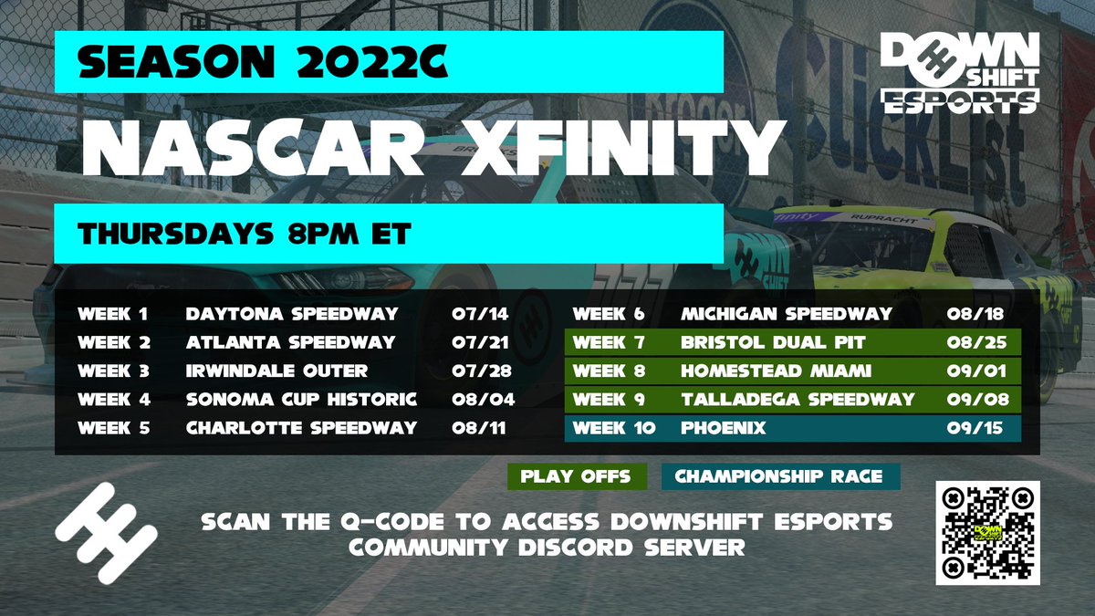 DownshiftE's tweet image. CHECK.

THEM.

OUT.

OVAL LEAGUES POSTED HERE.

ROAD LEAGUES ON OUR OTHER TWEET.

LESS THAN A WEEK TILL START!

WHO'S HYPE!?!?