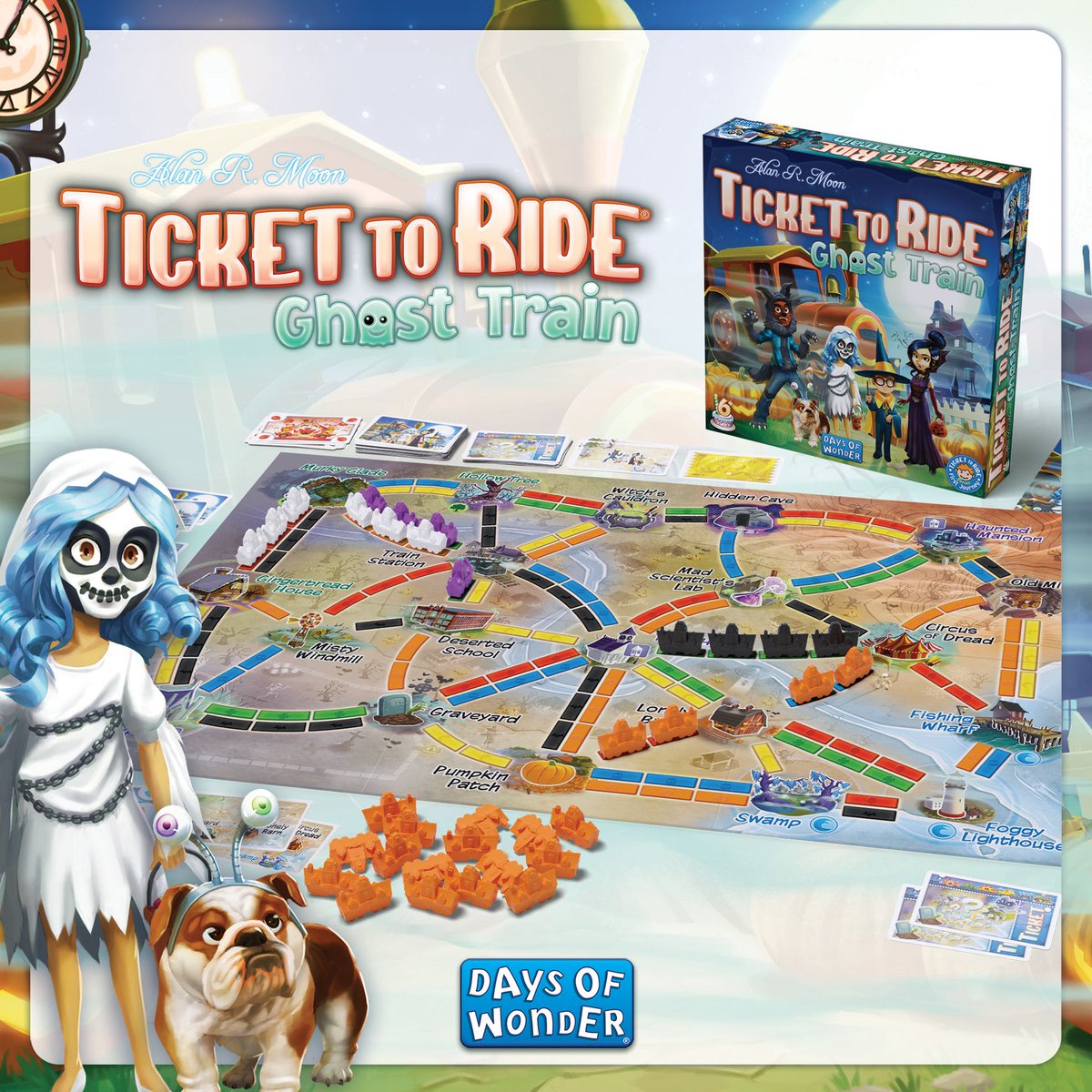 Days of Wonder have announced a haunting edition of the classic Ticket to Ride First Journey, parents and kids collect Parade Float cards to claim routes on the map, and try to visit different locations in this hair-raising town! What a great game to get this this Halloween!🎃👻