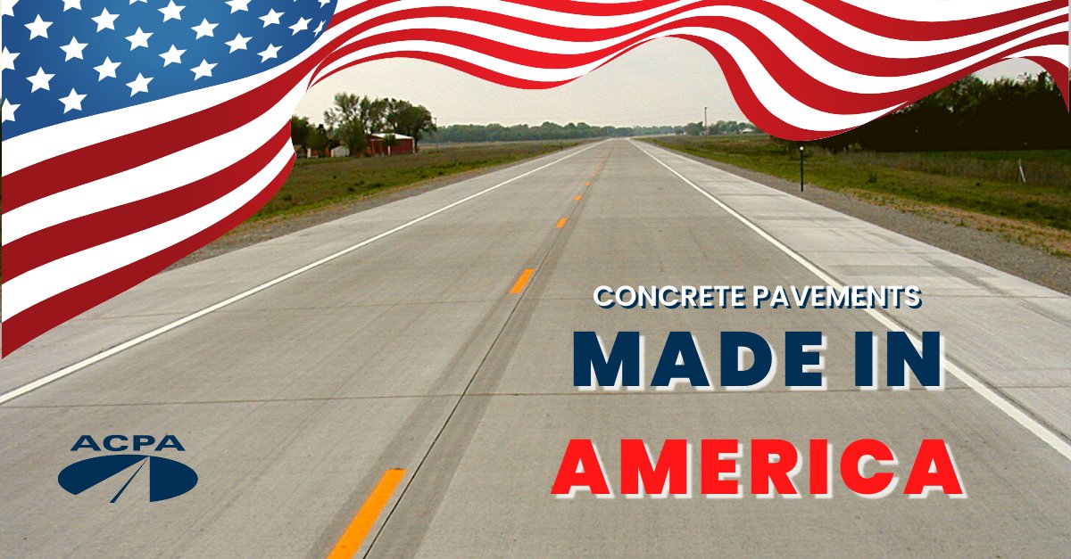 Concrete pavement is made with what’s already under our feet! Locally sourced aggregates and domestically produced cement means that the #sustainable, #resilient, and #durable pavement solution is also #MadeInAmerica.

#concretepavement