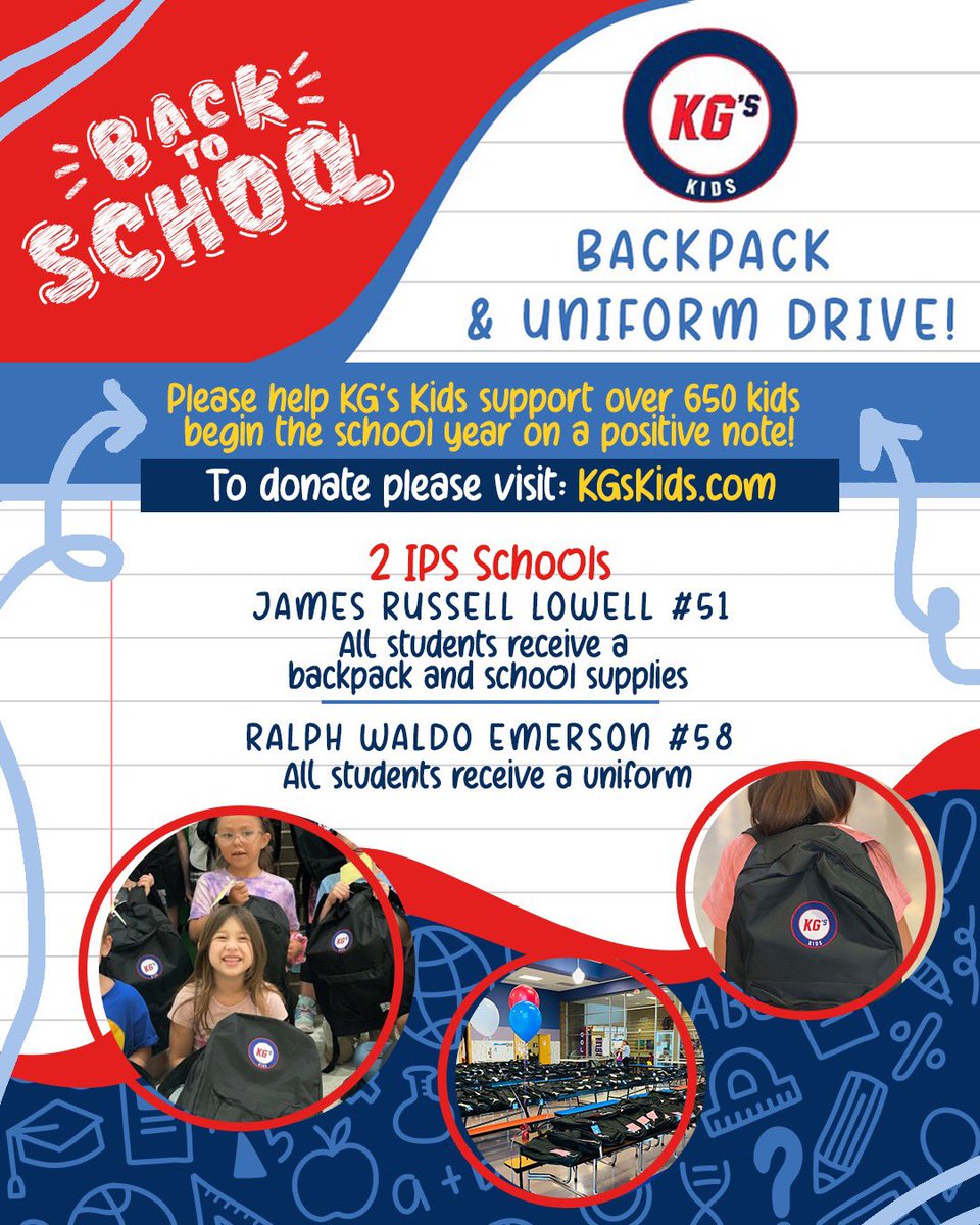 Together with <a href="/theKCG18/">Kylen Granson</a> we are supporting two IPS schools with backpacks, school supplies and uniforms! Help us support these students by sponsoring students! $30 will support one student with a backpack and all supplies or a uniform. Click on the link in our bio to help!