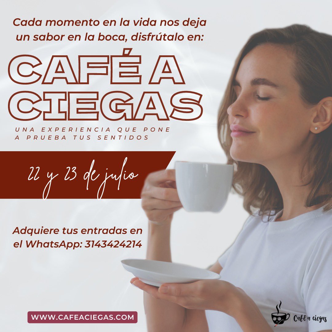 ¿Te imaginas encontrar en un solo lugar una historia que te llegará al corazón, música que te hará vibrar, un café que nos recuerda el sabor de la existencia y una experiencia que pone a prueba tus #sentidos?  

Acompaña a <a href="/cafeaciegas/">cafeaciegas</a> 
🗓 22 y 23 de julio 

Información aquí 👇