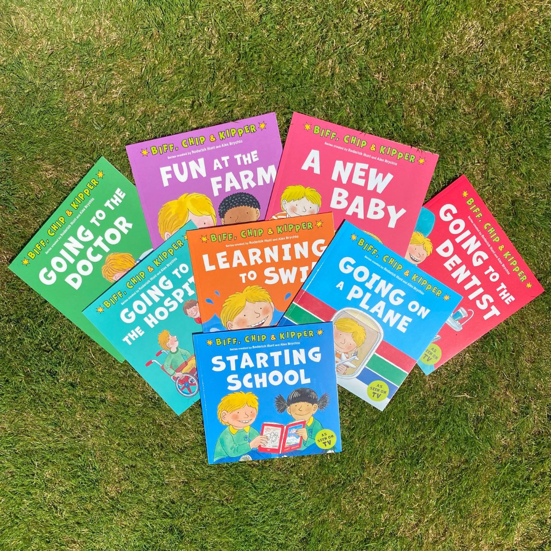OxfordChildrens's tweet photo. Also publishing this month, #New editions of the best-loved First Experiences with #BiffChipKipper:
#StartingSchool🍎
#GoingOnAPlane✈️
#GoingToTheDoctor👨⚕️👩⚕️
#FunAtTheFarm🐄
#ANewBaby🍼
#GoingToTheHospital🏥
#LearningToSwim🏊
#GoingToTheDentist🦷 https://t.co/OwQdnyNBuz