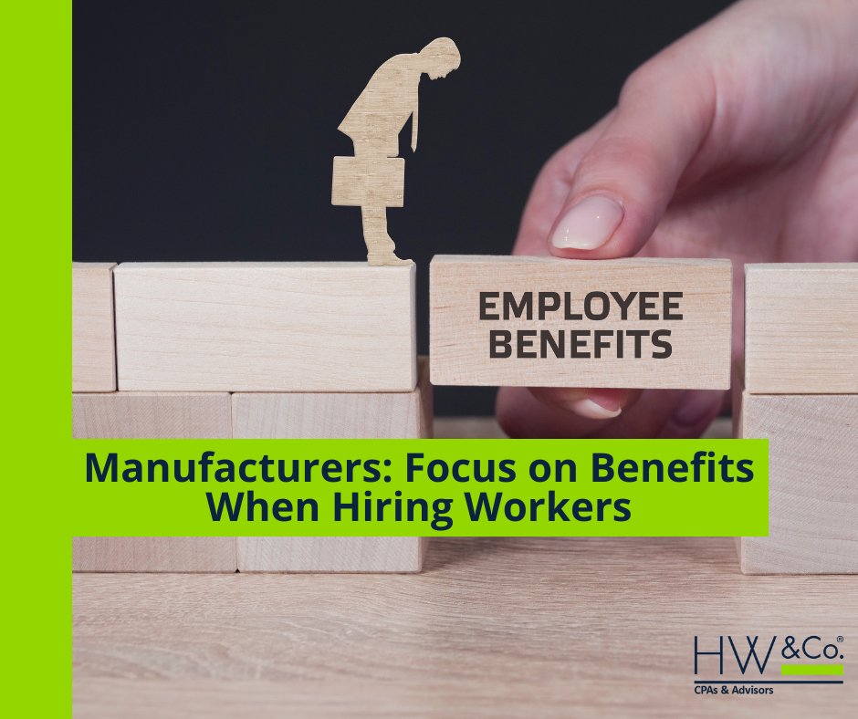 If your #manufacturing company is struggling to attract top talent, a healthy selection of employee benefits, in addition to competitive pay, can be the key to landing the best candidates. Learn more: ow.ly/extH50JQLkL
#employeebenefits #laborshortage #hiring