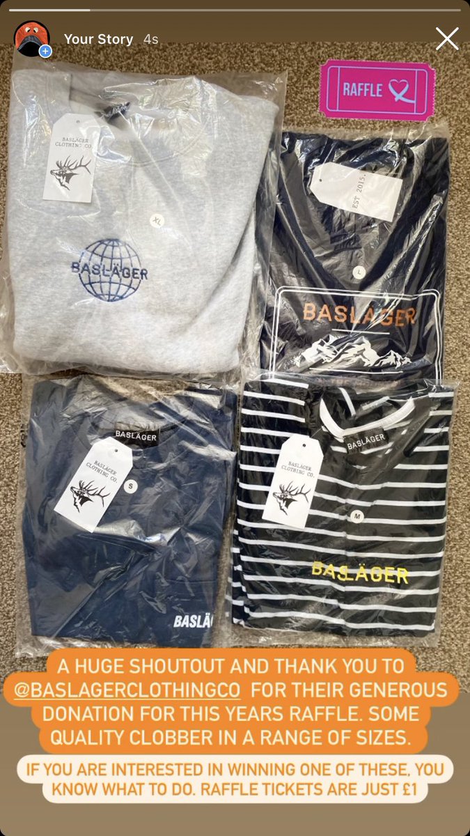 Neils_Day's tweet photo. A huge thanks to @BaslagerCCo for supporting us again this year for #NeilsDay Some lovely items of clothing here in a range of sizes! Go check them out! Raffle tickets just £1, you know what to do! Photo below on our Insta 🧡👇🏽👇🏽 https://t.co/7fztyTCmJS