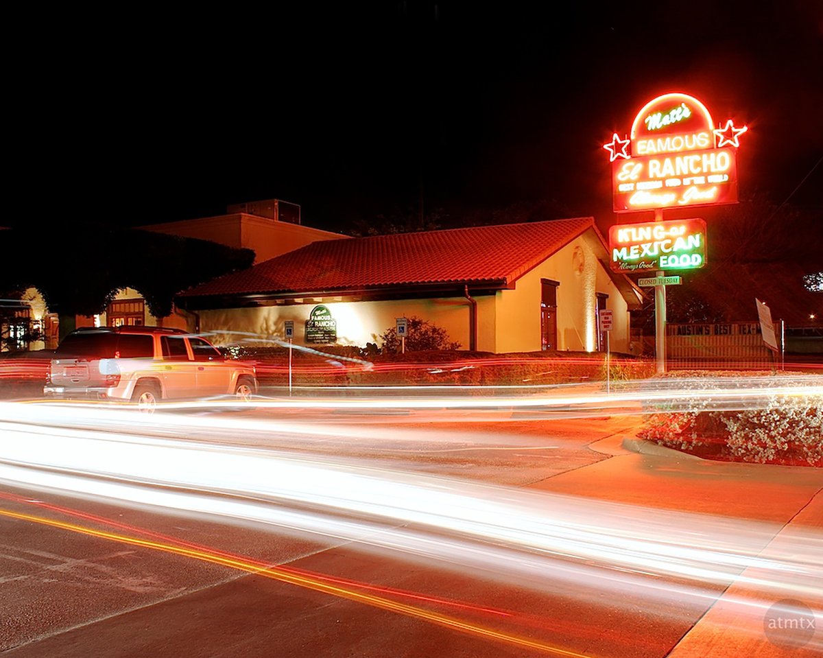 TracesofTexas's tweet photo. Today is the 70th anniversary of Matt's El Rancho, the most iconic Tex-Mex place in Austin. It was on this date in 1952 that Matt & Janie Martinez opened El Rancho on East 1st St. in Austin with no employees and seating for 40. Now it seats 500. Photo taken by ATMTX on FLICKR. https://t.co/Lezp2KkJsl
