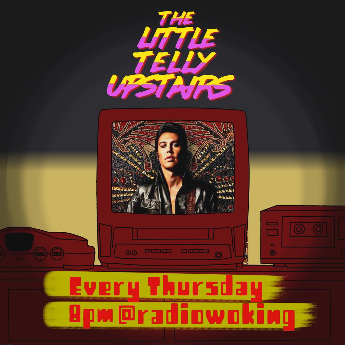 BlockbusterMan's tweet photo. Tonight, live from @RadioWoking, it's The Little Telly Upstairs!

Episode 33: A Little More Conversation

Baz Luhrmann's Elvis, favourite Elvis movie tributes, all the latest geeky news, music and more!

Every Thursday 8-10pm, available DAB or online, up on Mixcloud soon after! https://t.co/X2F44EfleK