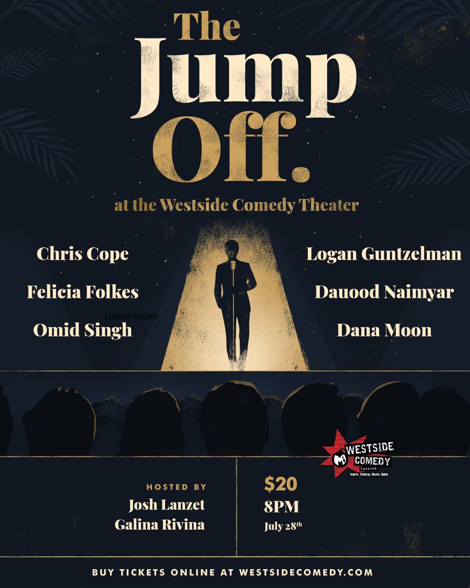 JumpOff_Comedy's tweet image. We have THE summer coming on 7/28! Grab tickets at loom.ly/x2ea8Tw (Use code "JUMP5OFF" for $5 off!)

Featuring @ChrisCopeComedy  @adirtyguntz  @FelFatale @Dauood_Naimyar @omid_singh @DanaMoonme