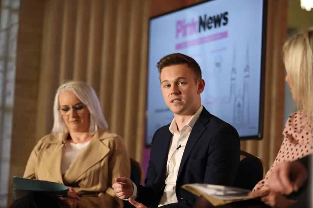 EoinTennyson's tweet photo. Great to address the @PinkNews Summer Reception last night. 🏳️‍🌈🏳️‍⚧️ 

Northern Ireland has utterly changed with a firm majority of MLAs now in favour of LGBTQ+ equality.

Progress is possible on RSE, trans rights and conversion therapy, but we need political will and an Executive. https://t.co/6uNYFwYsPJ