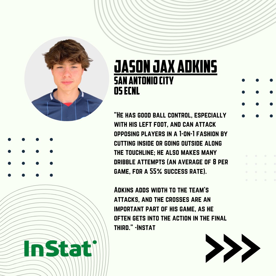 Congratulations Jason Adkins 👏 for being picked Best Players 05 Boys 2022 by <a href="/InStat_Sport/">InStat Sport</a> 🥇

Great job, you deserve it 🙌

#BuildingTheCITY #SACityProud
🔵🔴