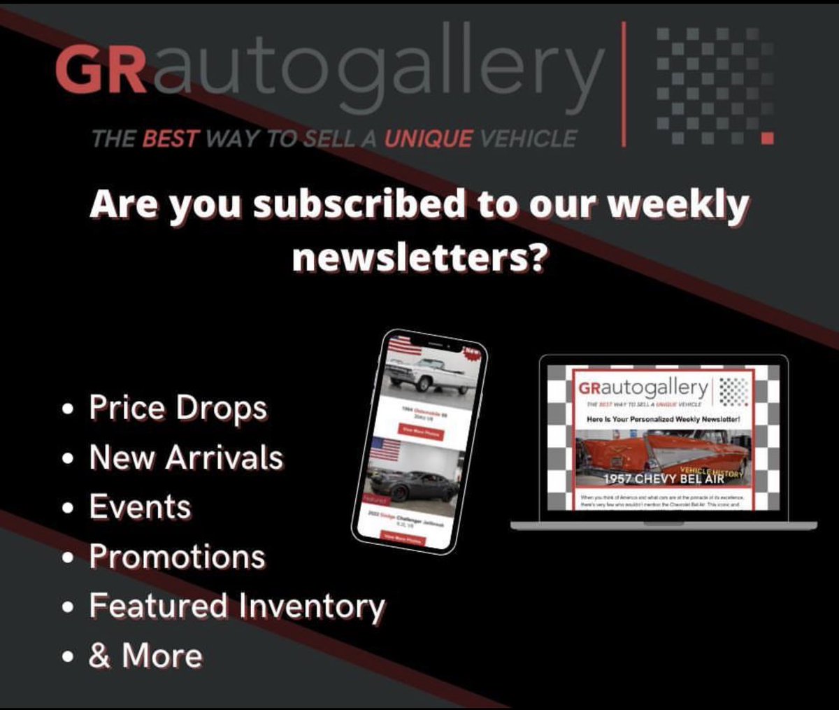 GrAutoGalllery's tweet photo. Join our weekly news letter! Sign up to receive info on new arrivals, upcoming events and more. 

Sign up here👉 https://t.co/ZXuBmDNwxu https://t.co/jS9uCIqeNk