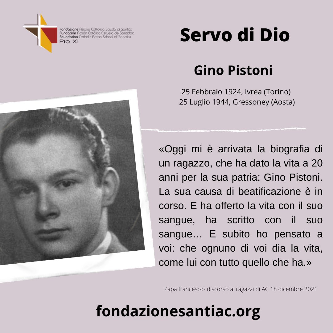 CA_Forum's tweet photo. #25luglio #Anniversario #ServodiDio #GinoPistoni #Partigiano #GIAC #ACscuoladisantita #TestimoniAC https://t.co/lFMnJXGDFJ
