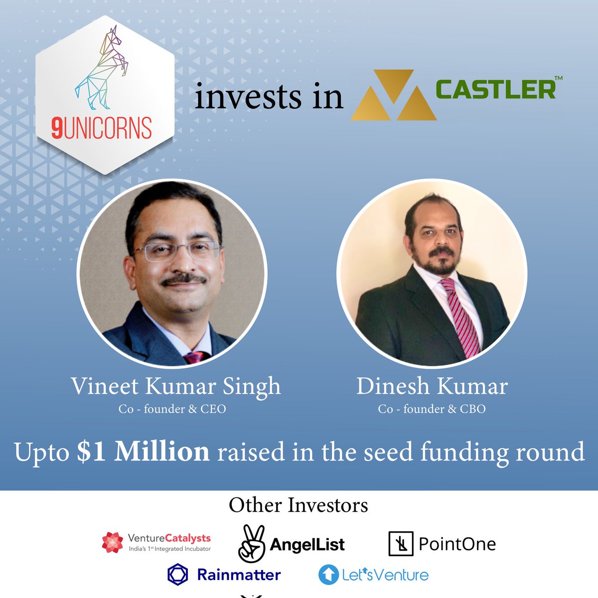 100UnicornsVC's tweet photo. Castler has raised $1 Million in a Seed Funding Round.
Using the most secured digital payment platform means no scams, no frauds. Castler plans to use the funding amount to expand the organization's domestic and cross-border escrow offerings.
#9Unicorns #VCats #Castler https://t.co/TzS74T2yog