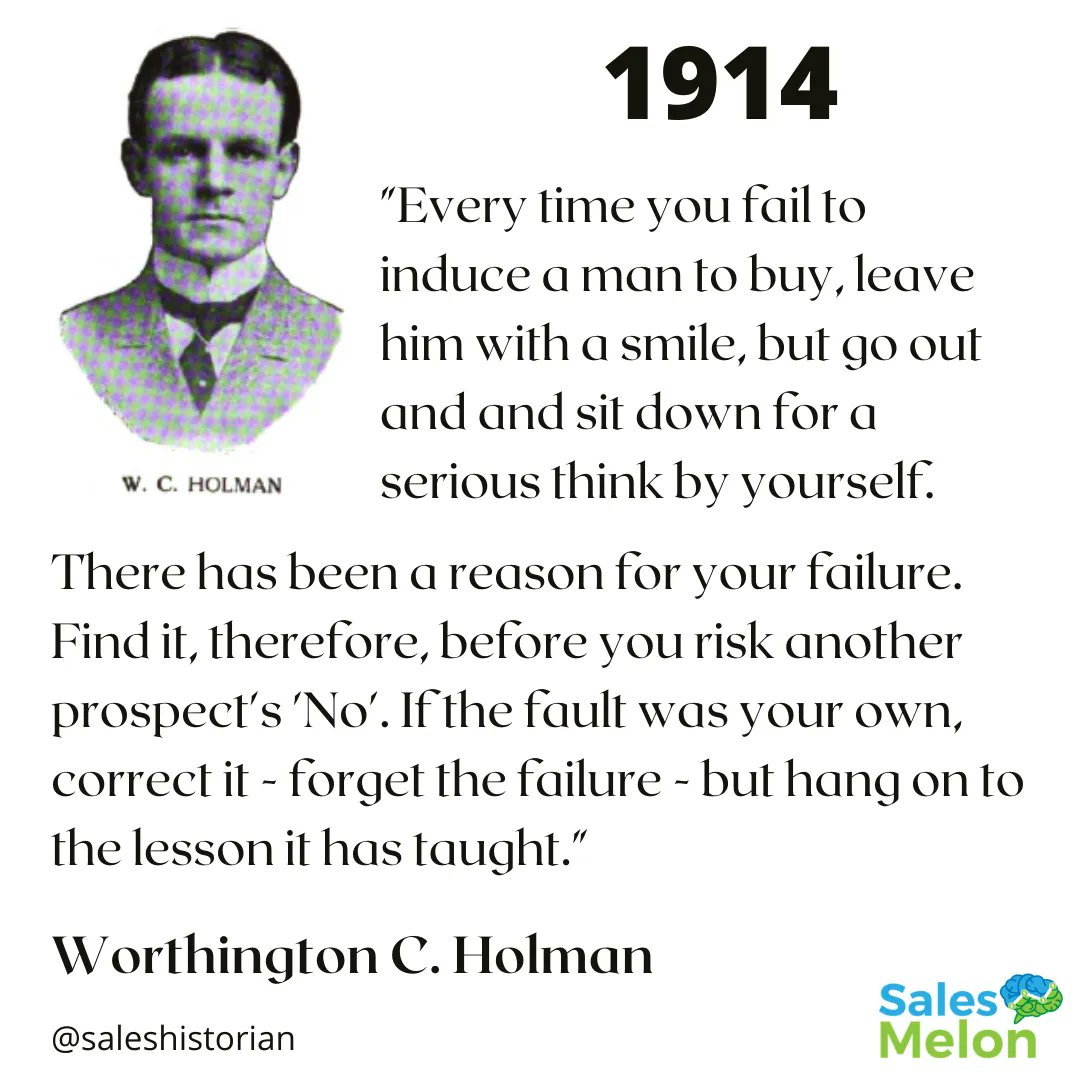SalesHistorian's tweet photo. Love this quote from the great Worthington C. Holman in 1914. Wish I had seen this quote before my new book, The Transparent Sales Leader came out!

#saleshistory #transparentsalesleader https://t.co/x7Ki2cnR98