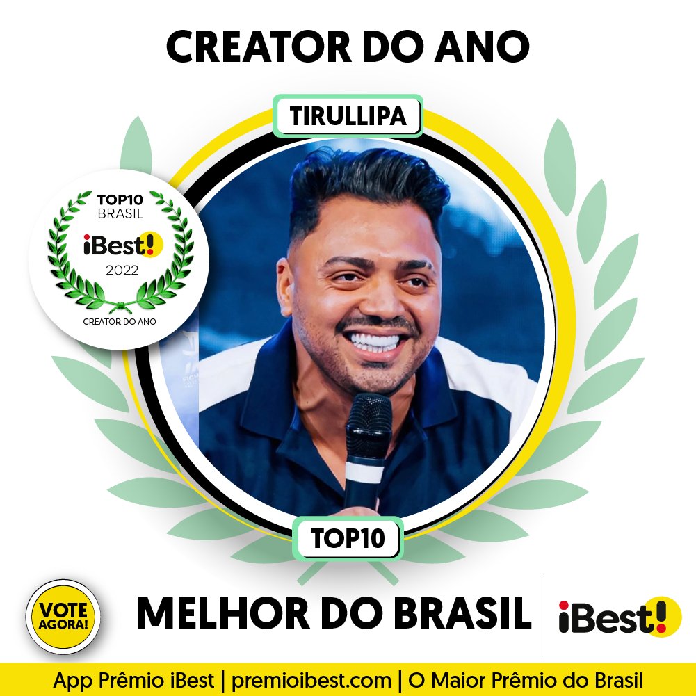 PremioiBest's tweet image. ✨🏆✨  Parabéns aos 10 maiores do Brasil em 2022 como Creator do Ano.

👇😃 Marque para quem vai a sua torcida!

#lukasmarques #danimolo #peterjordan #rodrigooliveira #gr6 #tirullipa 

iBest - O maior prêmio do Brasil