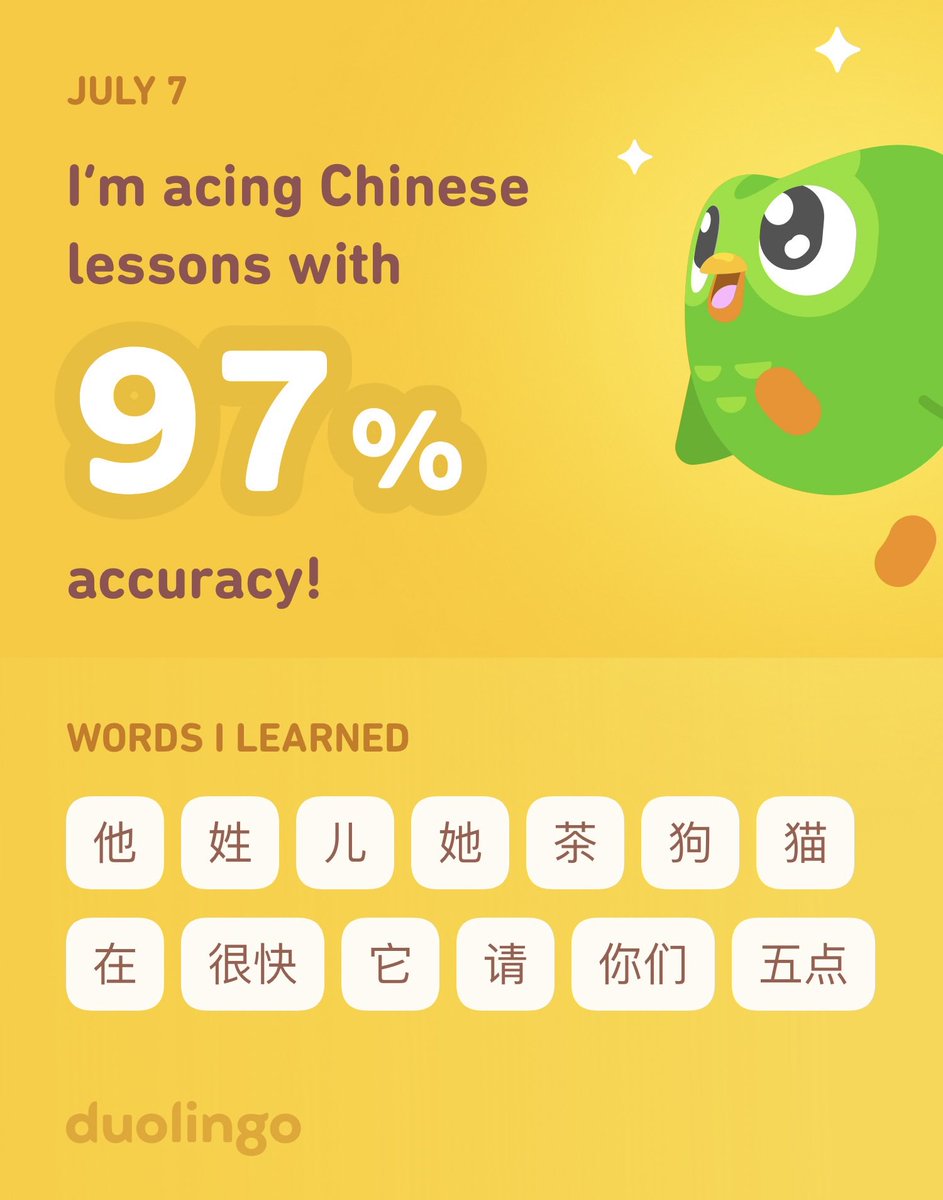tanyamp's tweet photo. I’m learning Chinese on Duolingo! It’s free, fun, and effective. https://t.co/6JJJlNSOkP