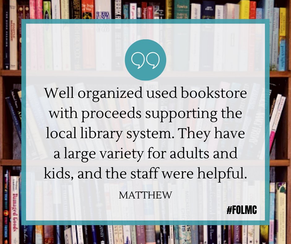 FOLMC's tweet photo. Thanks, Matthew! We love hearing from our customers. Have you visited our Wheaton and/or Rockville bookstores lately? Leave us a note and tag #FOLMC. https://t.co/GDn8q6nyK0
