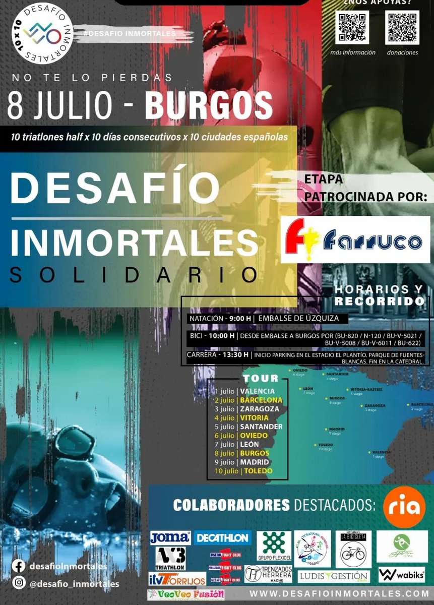ademto_org's tweet photo. 📆 8 de Julio Burgos ‼‼‼

▶️ 10 TRIATLONES DE MEDIA DISTANCIA.
▶️ 10 DÍAS CONSECUTIVOS.
▶️ 10 CIUDADES ESPAÑOLAS.

👉 Puedes colaborar en el siguiente enlace:
https://t.co/riL9VjQyAR

#AtaxiaCerebelosa #RendirseNoEsUnaOpcion #EM #EsclerosisMúltiple @DXinmortales https://t.co/ss3KlVa1Z2