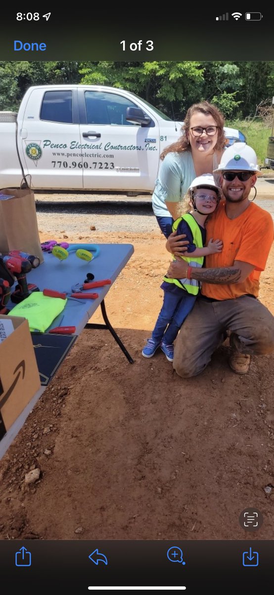 1991GSUalum's tweet photo. Thank you to Penco Electrical Contactors for making Ava’s day! She was able to enjoy working with her dad on the job site. We trust God that her surgery will go as planned. She is a SPECIAL little girl! #prayforava https://t.co/qmUuWevXYh
