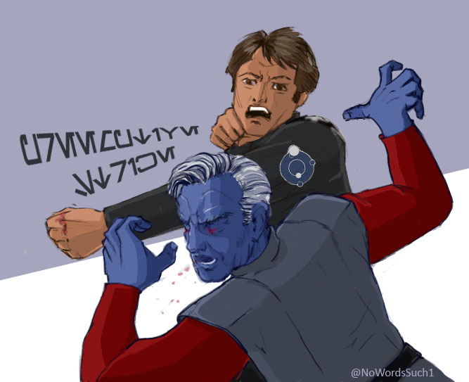 NoWordsSuch1's tweet photo. Preemptive strike! 
I mean, who hasn't wanted to punch Thurfian?
In loving memory of the Hal Jordan punches things meme. https://t.co/YpGYx9hXXG