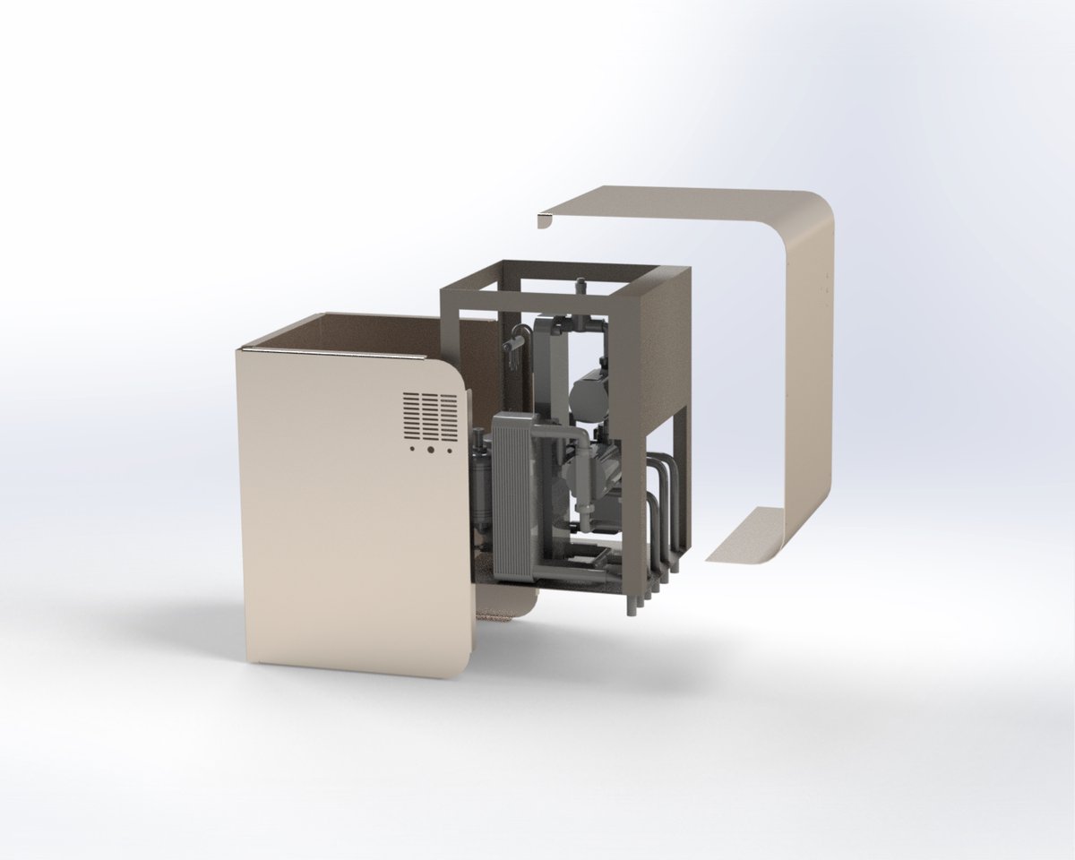 DeWarmte is constant in ontwikkeling: we blijven ons product verbeteren en innoveren! Een voorbeeld hiervan is onderstaand 'voorproefje' van onze vernieuwde warmtepomp 'WP1'. Deze render toont de vernieuwde behuizing en warmtepomp. 
#innovatie #DeWarmte #HeatCycle #warmtepomp