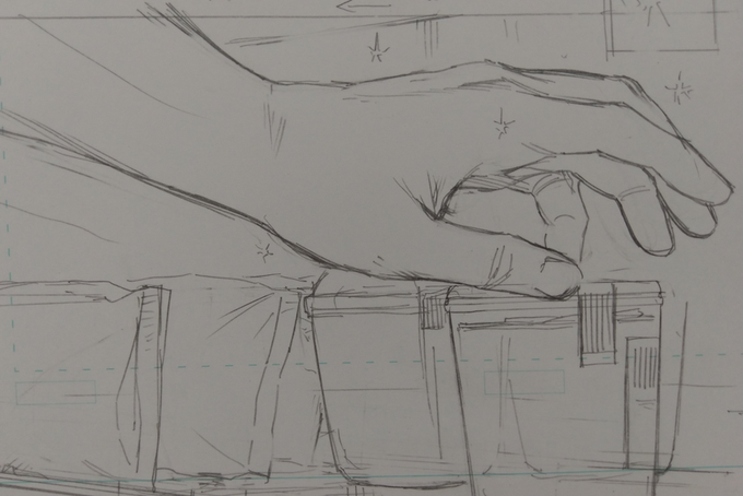 左手と右手間違えて描いてたのでこれから描き直すコマ ぐえ 