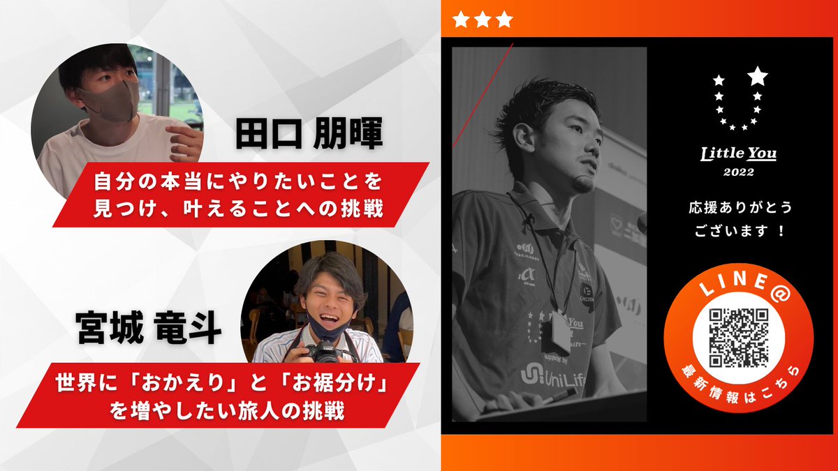 LittleYou2022's tweet photo. 挑戦者決定🔥

Little You 2022の挑戦者10人がこの度決定しました。挑戦者の皆さんは、自分の夢に向き合い、自問自答を繰り返しならが夢の実現に向けて突っ走ってくれることでし��う！

この10名が #ホンキの夢に挑戦 することで誰もが挑戦でき、その挑戦を応援する社会が広がりますように。 https://t.co/LIMP46kerV