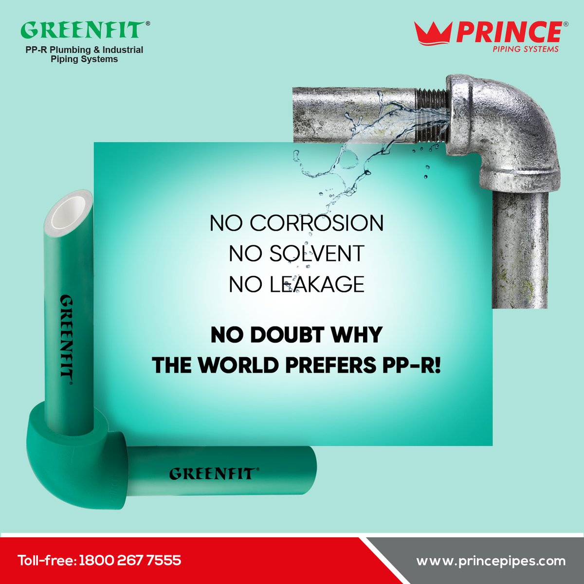 Prince_Pipes's tweet photo. Achieve a #LeakProof & #CorrosionFree #PipingSystem with #PrinceGreenfit #PPRPipes. #HeatFusionFitting technique produces a homogeneous #PipingSolution that'll give you long-term peace of mind.
Switch to #India's bestselling #Greenfit #PPRPipingSystem!
#PrincePipes #ZeroDefect https://t.co/53KsToHCys