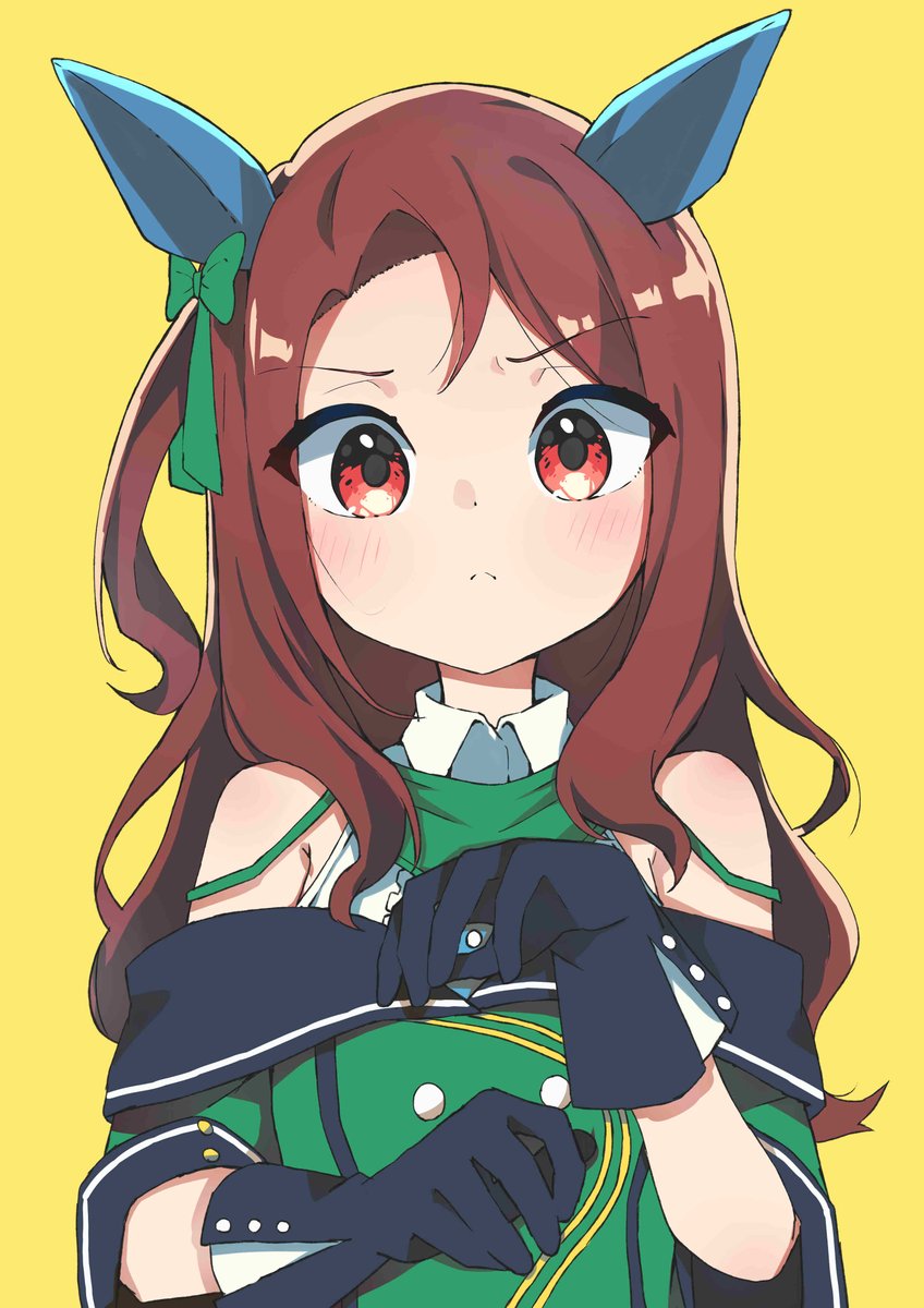 king halo (umamusume) 1girl solo animal ears horse ears brown hair gloves red eyes  illustration images