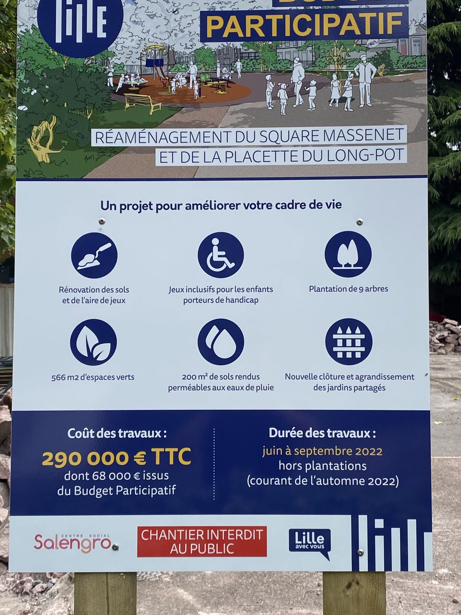 t_makki's tweet photo. C’est parti pour 2 mois de travaux du square massenet et de la placette rue du long pot qui donne du fil à retordre aux ouvriers mais le résultat attendu sera à la hauteur du travail réalisé avec les habitants ds le cadre du projet participatif &amp; CSC Roger Salengro et la VDLille https://t.co/sBAT3tvVH7
