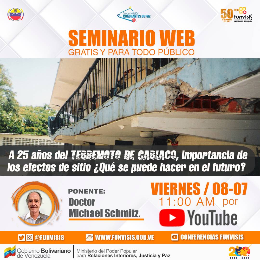 <a href="/Funvisis/">Funvisis</a> te invita al webinario 

“A 25 años del Terremoto de Cariaco, importancia de los efectos de sitio ¿Qué se puede hacer en el futuro?”.📝

#Mañana #8Jul a las 11:00 a.m. 

#Regístrate totalmente #gratis en 👉🏻forms.gle/zDgkg9N5dmQDAr…